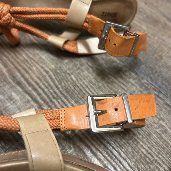 SCHUTZ 8.5 (Anthropologie) EUC GUC Orange utility rope Tan Block Heel Sandals - Picture 4 of 15